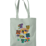 FUNKY Cotton Shoulder Tote Bag - Alien Cow