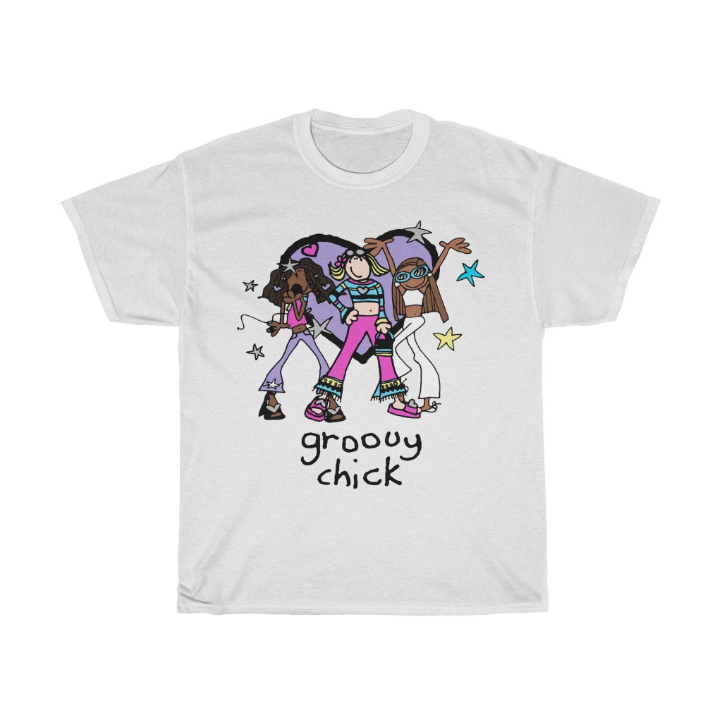 Groovy Chicks Heavy Cotton Tee - Alien Cow