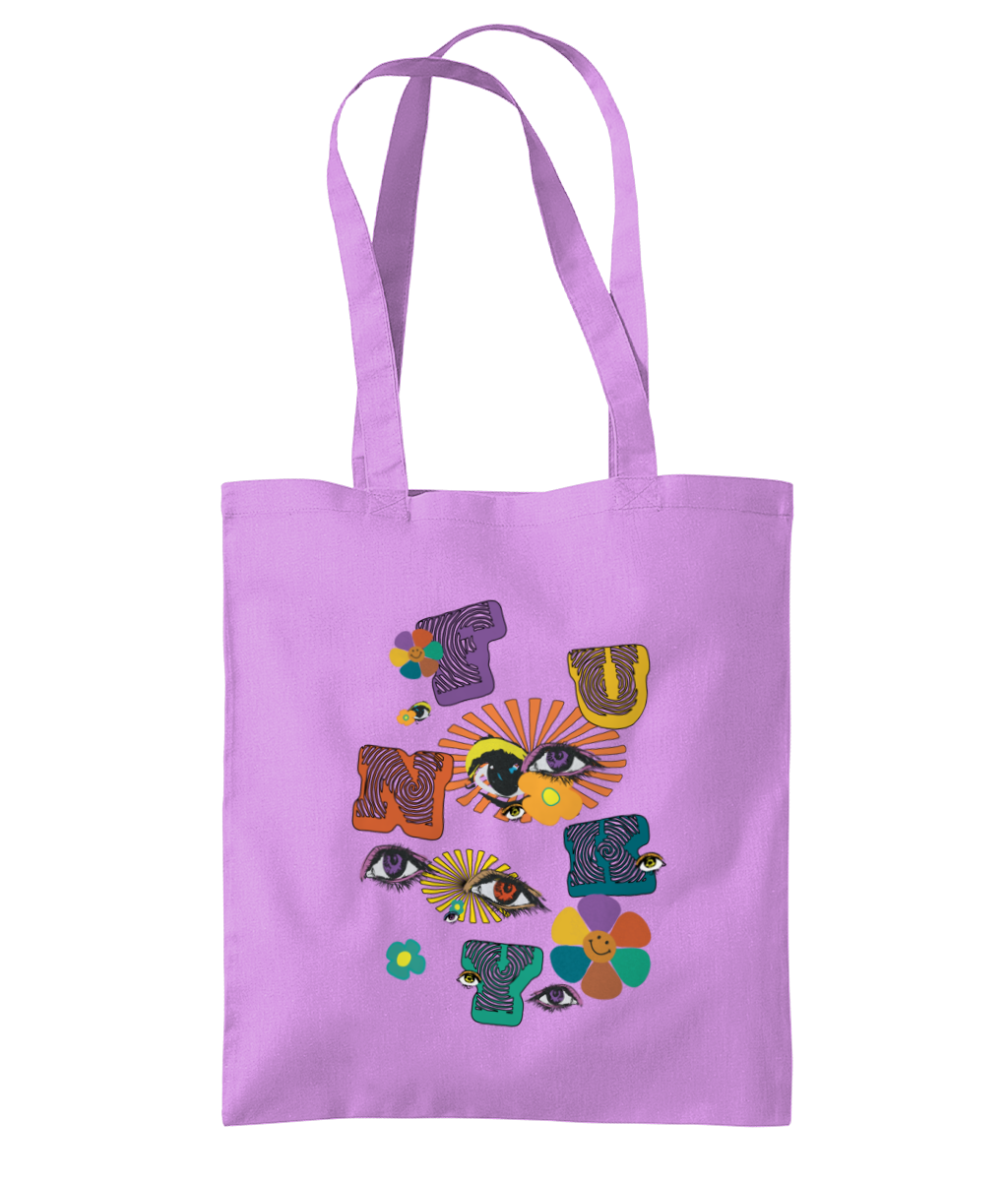 FUNKY Cotton Shoulder Tote Bag - Alien Cow