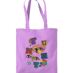 FUNKY Cotton Shoulder Tote Bag - Alien Cow