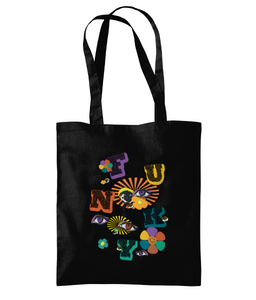 FUNKY Cotton Shoulder Tote Bag - Alien Cow