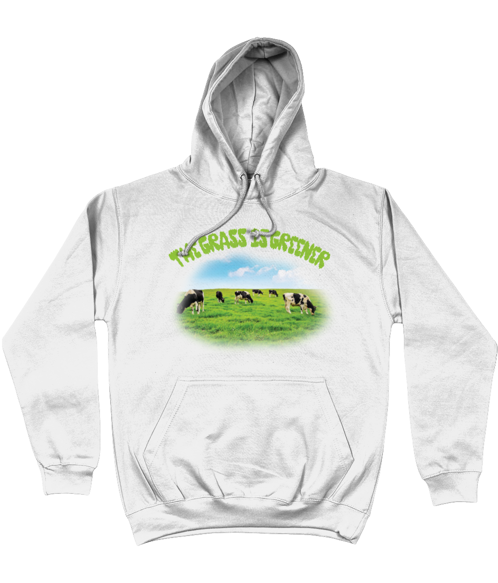 The Grass Is Greener Cotton Hoodie - Alien Cow