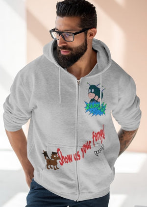 Show Us Your Fangs Unisex Premium Full Zip Hoodie - Alien Cow