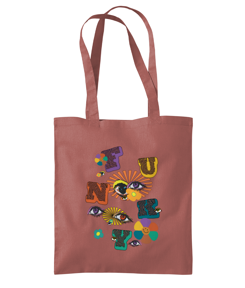 FUNKY Cotton Shoulder Tote Bag - Alien Cow