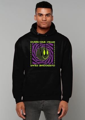 Overcome Fear Cotton College Hoodie - Alien Cow