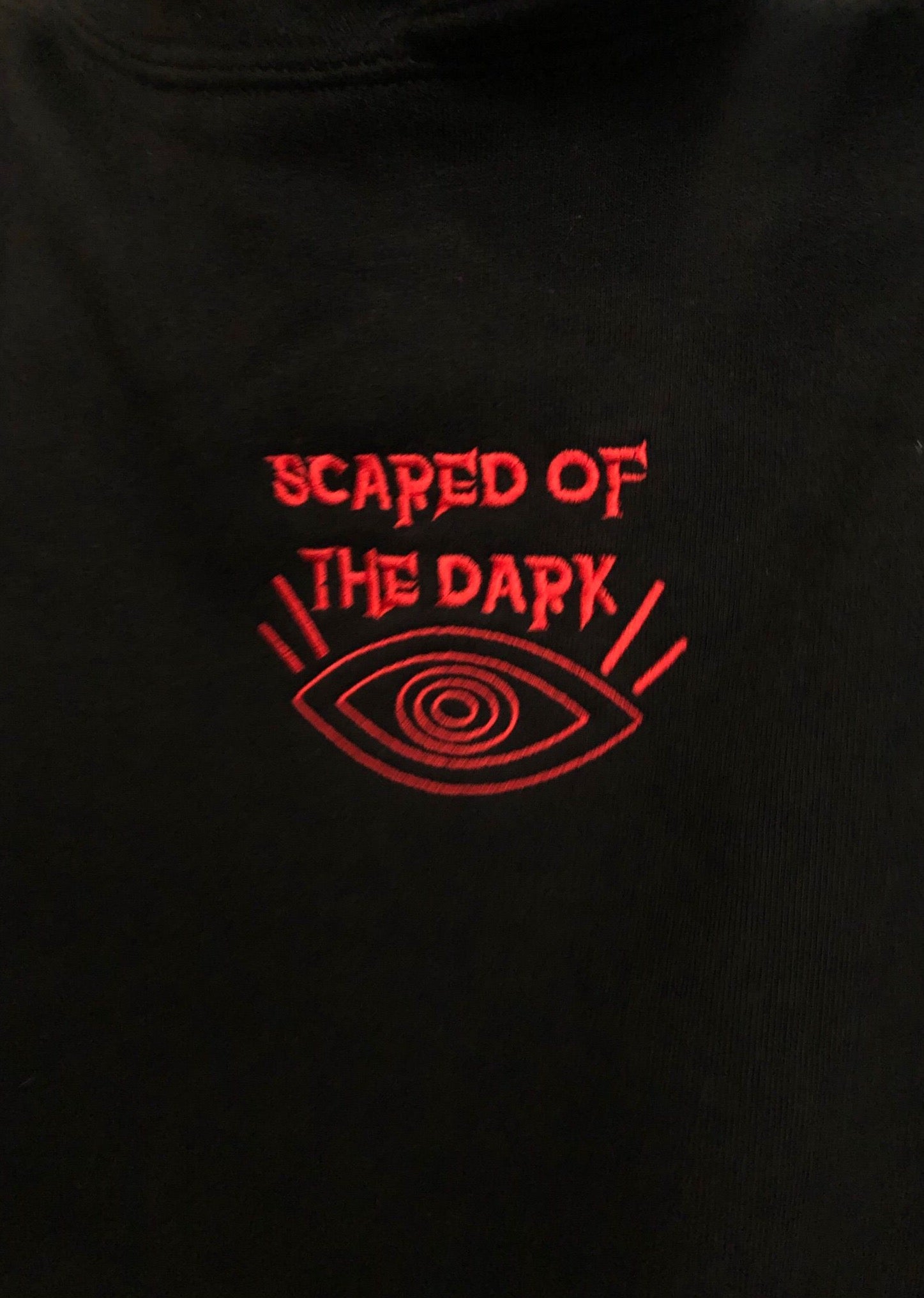 Scared Of The Dark Embroidered Cotton Hoodie - Alien Cow