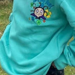Show Us Your Fangs Spring Embroidered Cotton Sweatshirt - Alien Cow