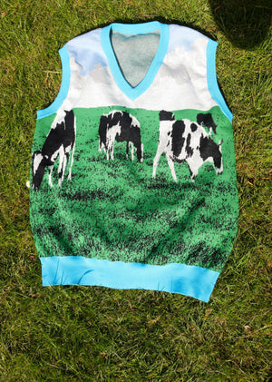 Grazing Cow Knitted Sweater Vest PRE-ORDER - Alien Cow