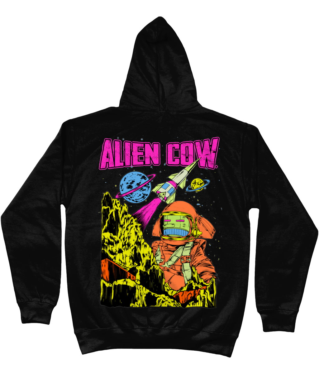 Meet Me On Mars Organic Cotton College Hoodie - Alien Cow