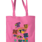 FUNKY Cotton Shoulder Tote Bag - Alien Cow