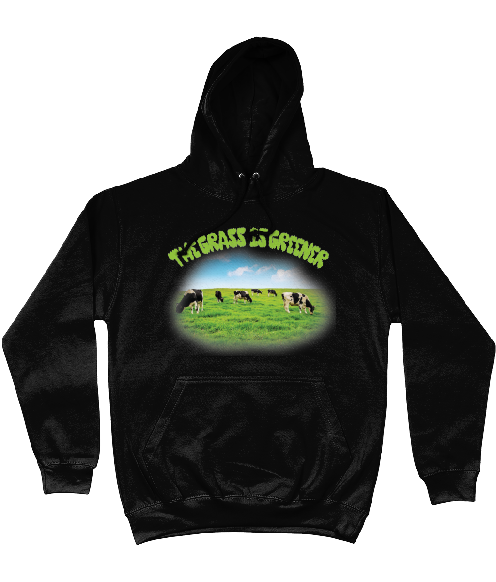 The Grass Is Greener Cotton Hoodie - Alien Cow