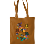 FUNKY Cotton Shoulder Tote Bag - Alien Cow