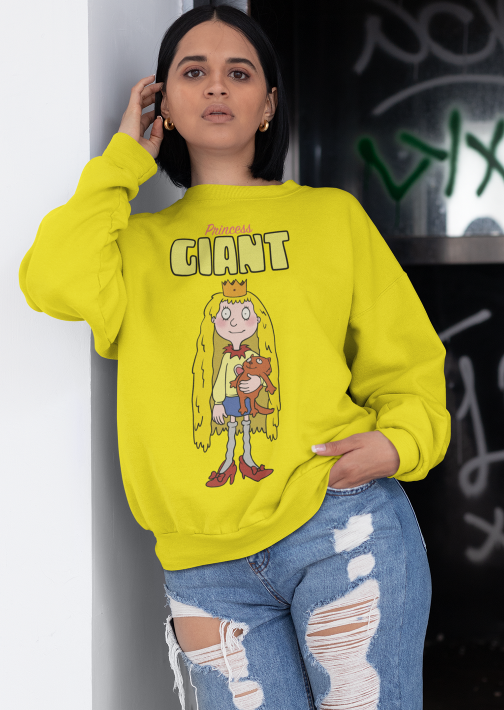 Princess Giant Cotton Sweatshirt - Alien Cow