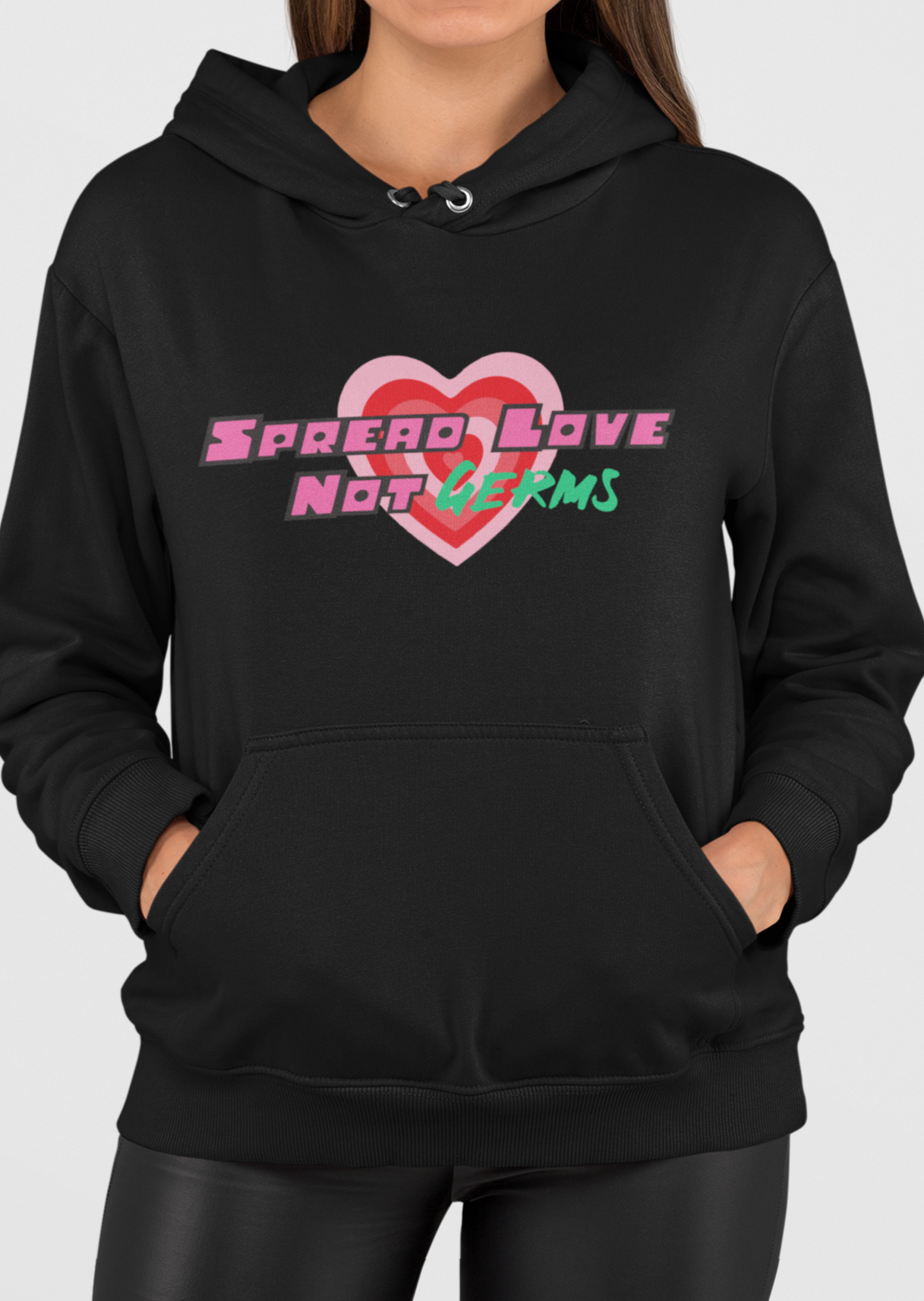 Spread Love Not Germs Cotton Hoodie - Alien Cow