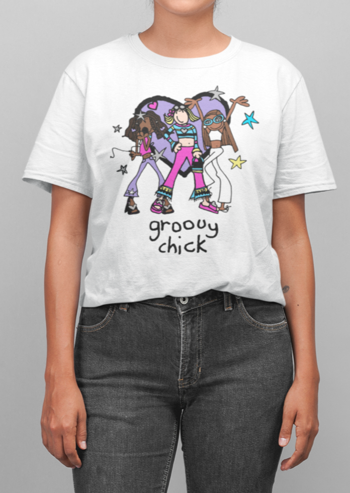 Groovy Chicks Heavy Cotton Tee - Alien Cow